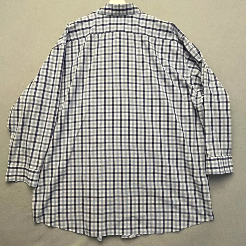 Robert Graham Blue Gingham Check Cotton Button Front Shirt Mens 3XL Long Sleeve